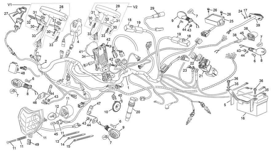 vue éclatée faisceau électrique - sherco 300 sef-r factory 2020
