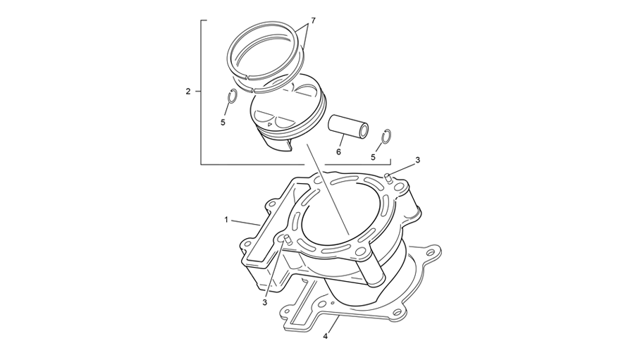 vue éclatée cylindre - sherco 300 sef-r factory 2021