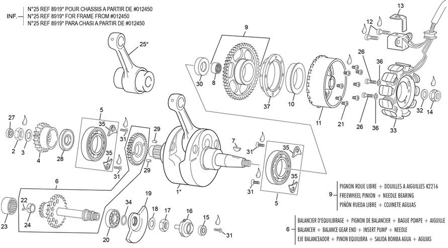 vue éclatée vilebrequin assemblé - sherco 300 sef-r factory 2021