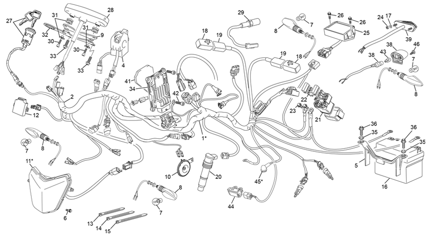 vue éclatée faisceau électrique - sherco 300 sef-f factory 2024