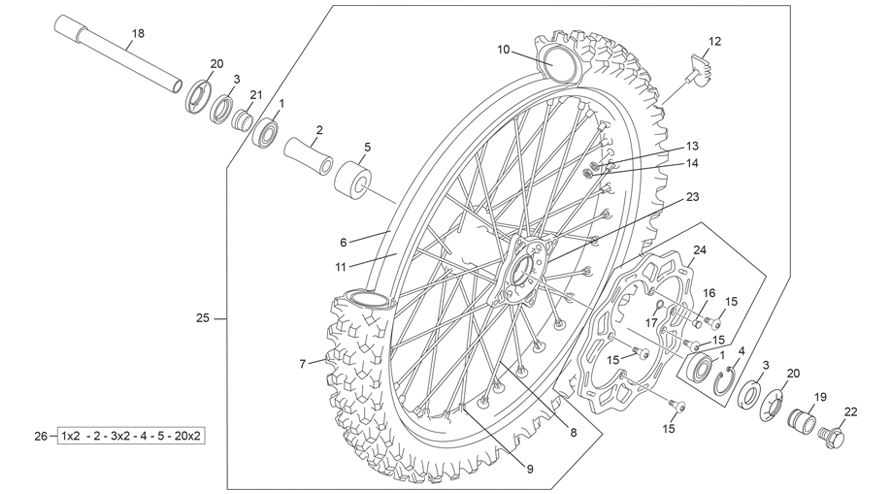 vue éclatée roue avant - sherco 300 sef-f access 2026