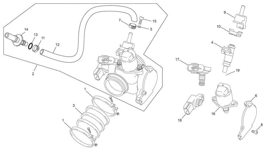 vue éclatée corps d'injection - sherco 300 sef-f access 2026