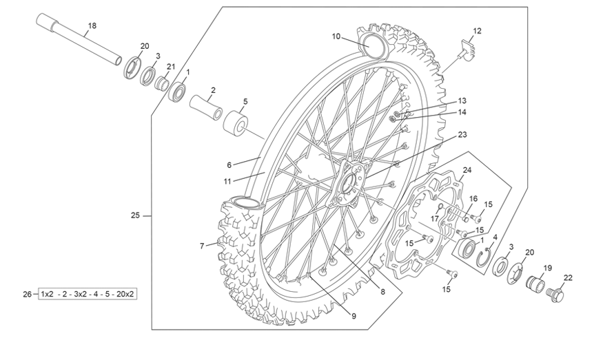 vue éclatée roue avant - sherco 300 sef-f factory 2026