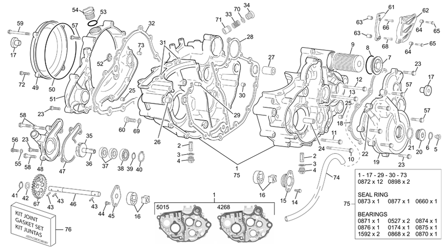 vue éclatée groupe carters - sherco moto sherco mx 250 14 2014