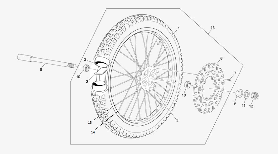 vue éclatée roue avant - sherco moto sherco x ride 2.9 2014