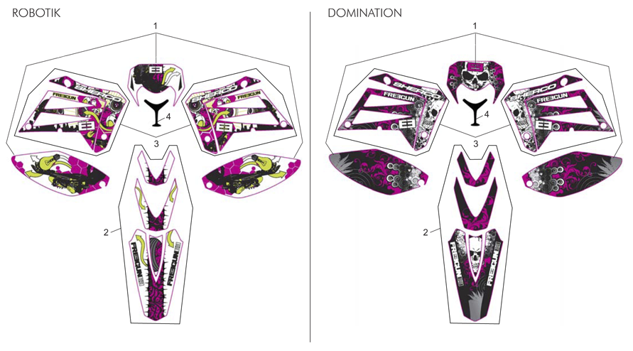 vue éclatée adhesif 50 freegun - sherco moto sherco 50 end bleu 2013