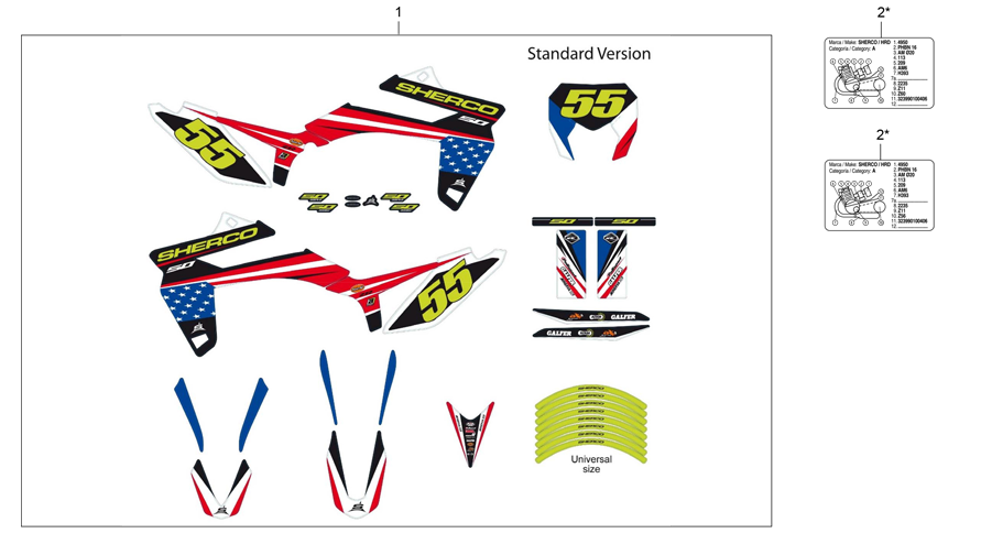 vue éclatée adhesif america - sherco se 50 silver 2018
