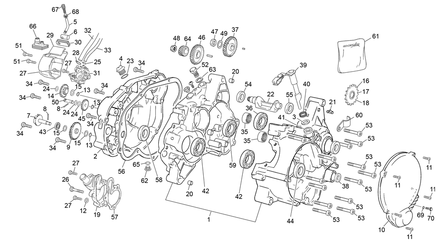 vue éclatée groupe carters - sherco se 50 yellow 2019