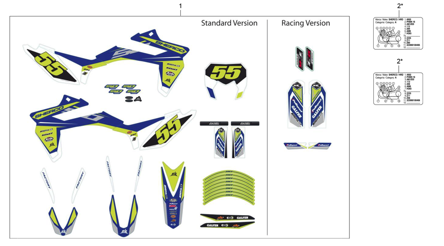 vue éclatée adhesif factory - sherco 50 hrd sm silver rs suisse 2019