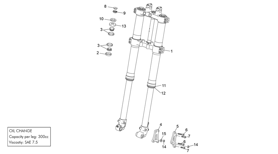 vue éclatée fourche - sherco 50 hrd sm silver rs 2020
