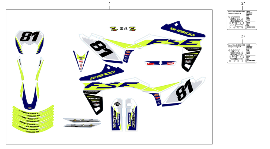 vue éclatée adhesif factory - sherco 50 hrd sm silver rs 2020
