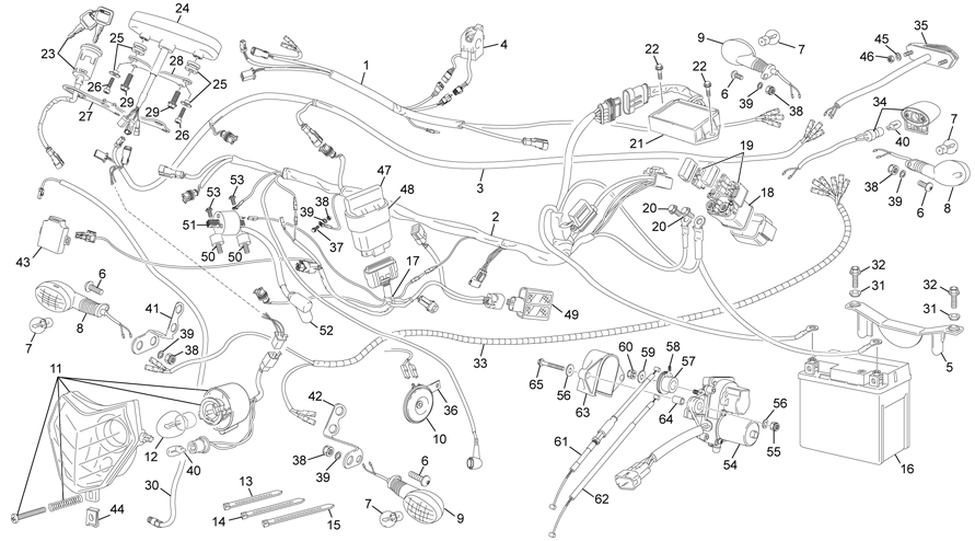 vue éclatée faisceau électrique - sherco moto sherco enduro 250 se factory plus 2014