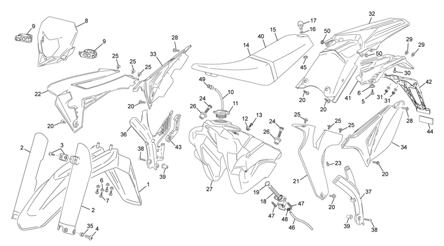 vue éclatée plastiques - sherco moto sherco enduro 250 plus se 2t racing 2015
