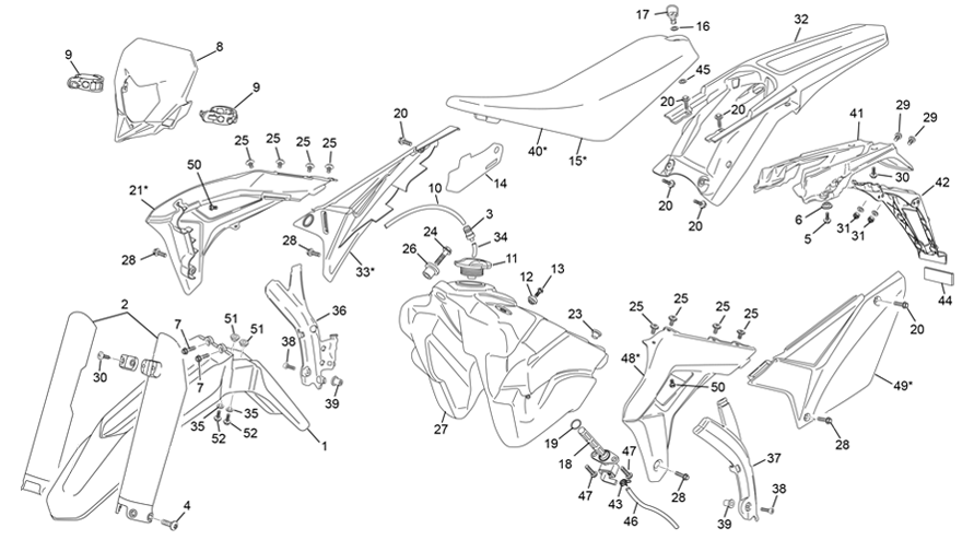 vue éclatée plastiques - sherco 250 se-r factory 2022