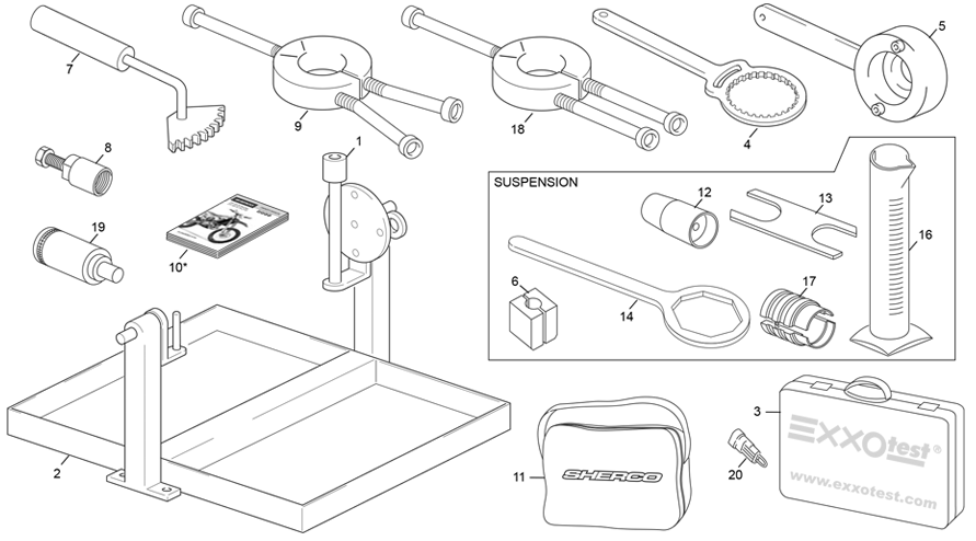 vue éclatée outillages - sherco 250 se-r factory 2022