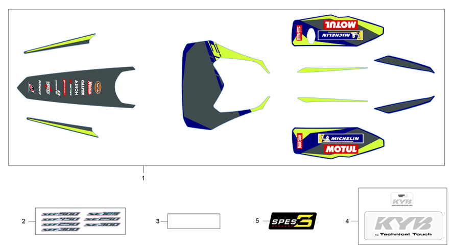vue éclatée adhésifs - sherco 250 se-f factory 2025