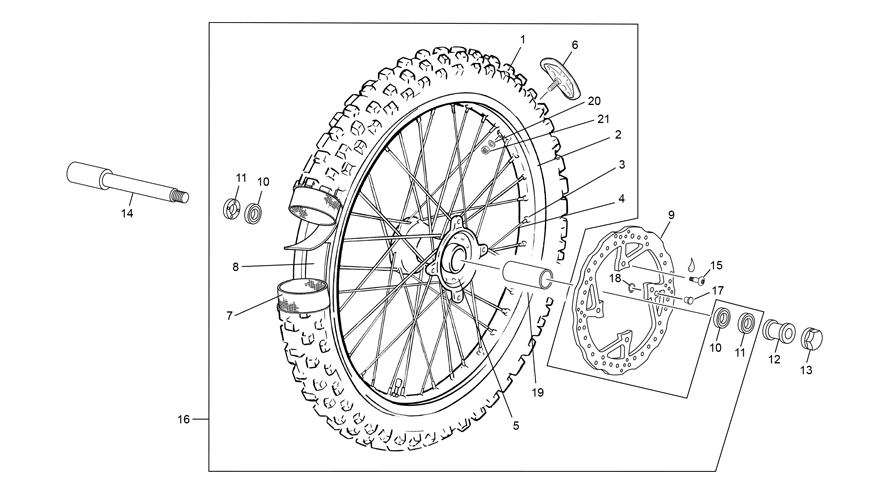 vue éclatée roue avant - sherco 250 se-f factory 2026