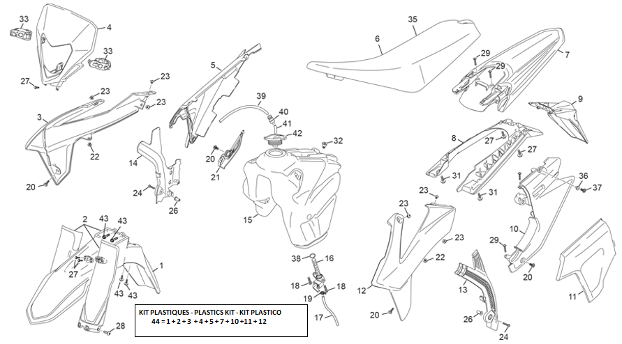 vue éclatée plastiques - sherco 250 se-f factory 2026