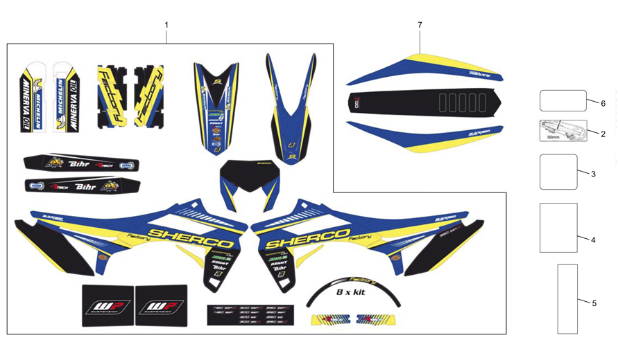 vue éclatée adhésifs - sherco moto sherco enduro 450 sef factory 2015