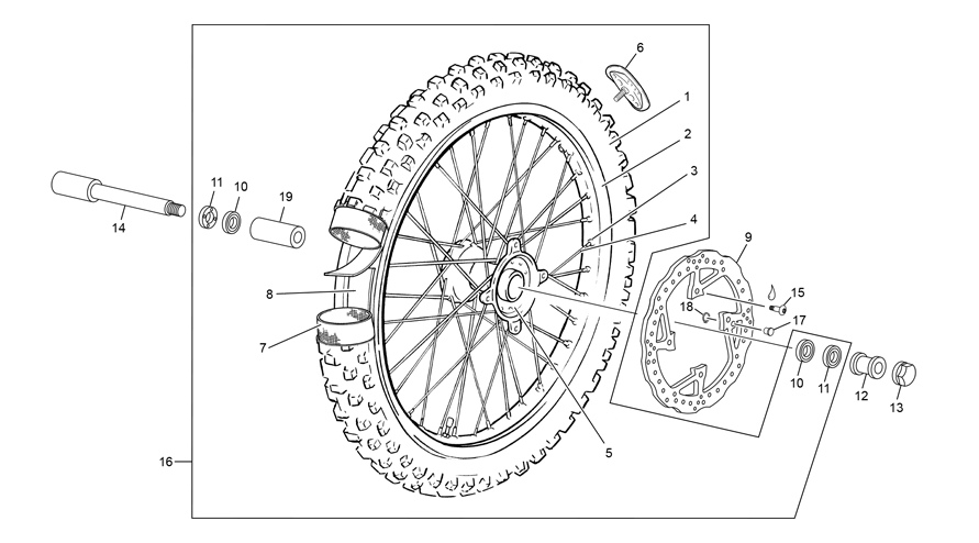 vue éclatée roue avant - sherco 450 sef-r racing 2021