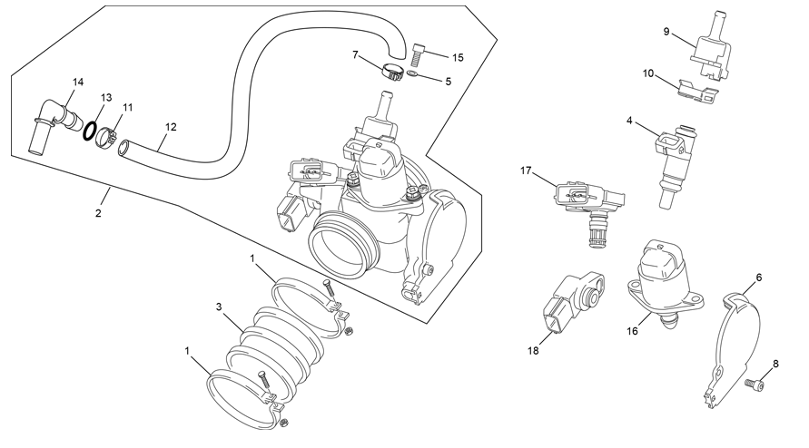 vue éclatée corps d'injection - sherco 450 sef-r factory 2022