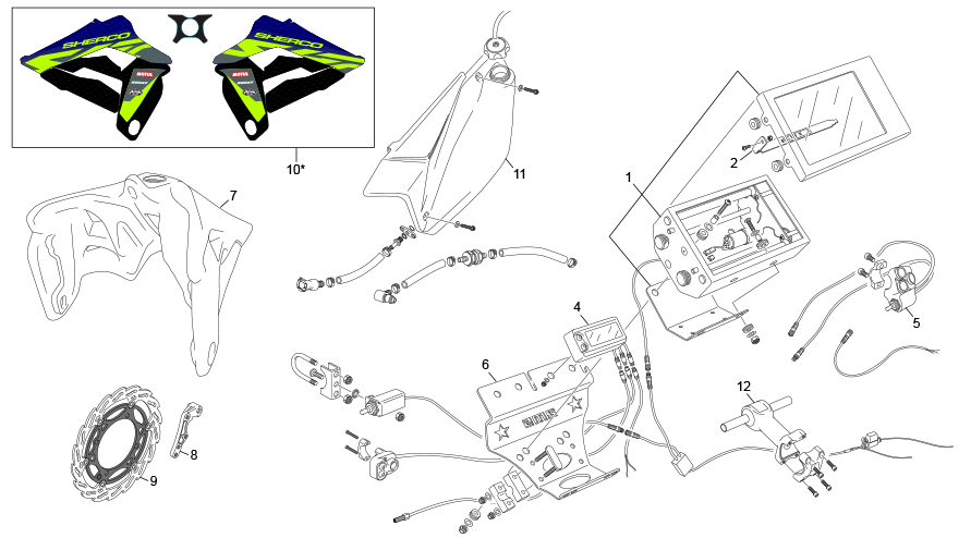 vue éclatée kit rally light - sherco 450 sef-r factory 2022