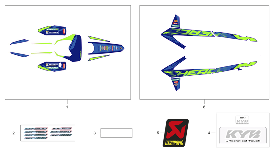 vue éclatée adhésifs - sherco 450 sef-f factory 2026