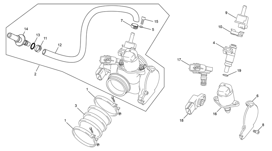 vue éclatée corps d'injection - sherco 450 sef-f factory 2026