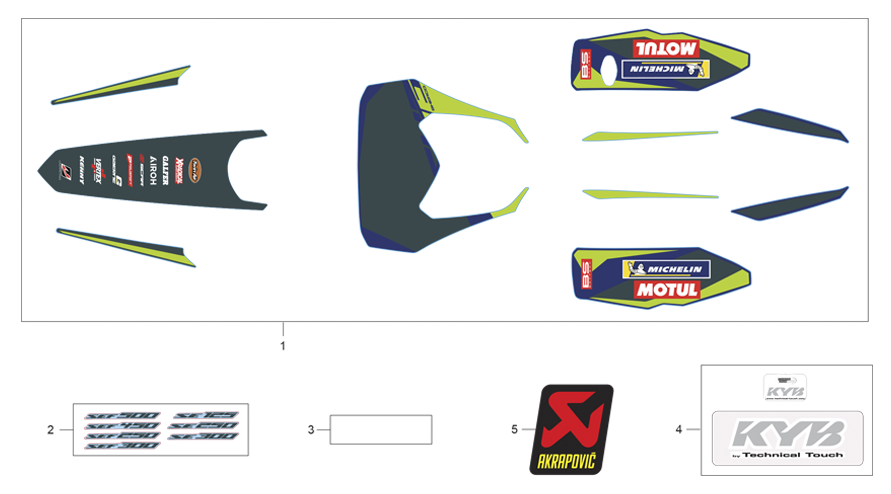 vue éclatée adhésifs - sherco 250 sef-police 2025