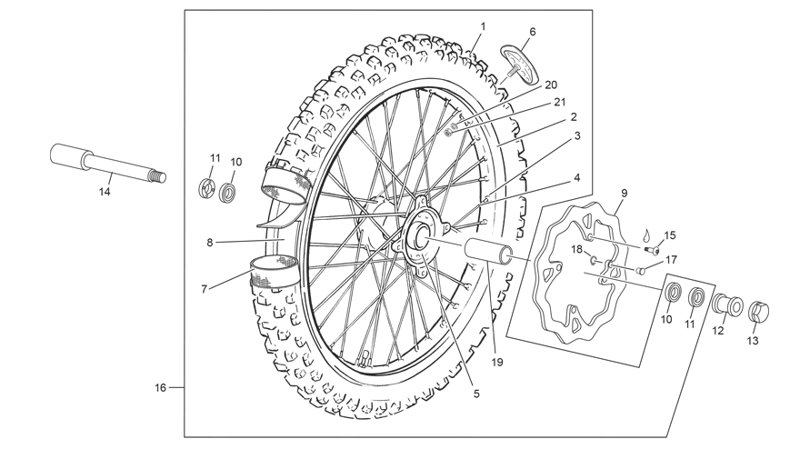 vue éclatée roue avant - sherco 250 sef-police 2025
