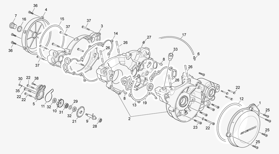 vue éclatée groupe carters - sherco moto sherco x ride 1.25 2014