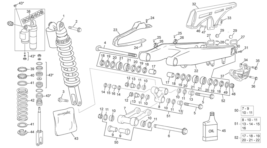 vue éclatée amortisseur - bras oscillant - sherco moto sherco enduro 300 se 2t 2014