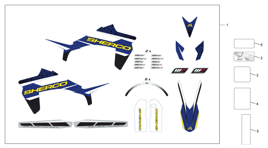 vue éclatée adhésifs - sherco moto sherco enduro 300 se 2t 2015