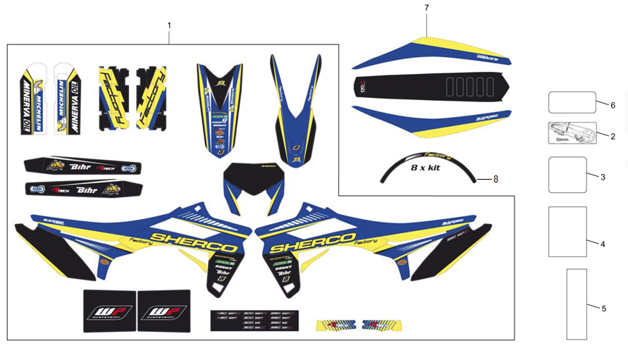 vue éclatée adhésifs - sherco moto sherco enduro 300 se 2t factory 2015