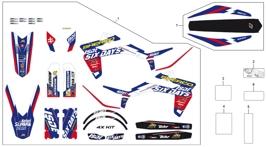 vue éclatée adhésifs - sherco moto sherco enduro 300 se 2t six days 2016