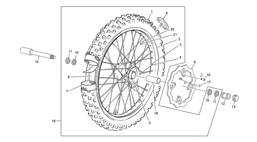 vue éclatée roue avant - sherco 300 se-r 2t factory 2022