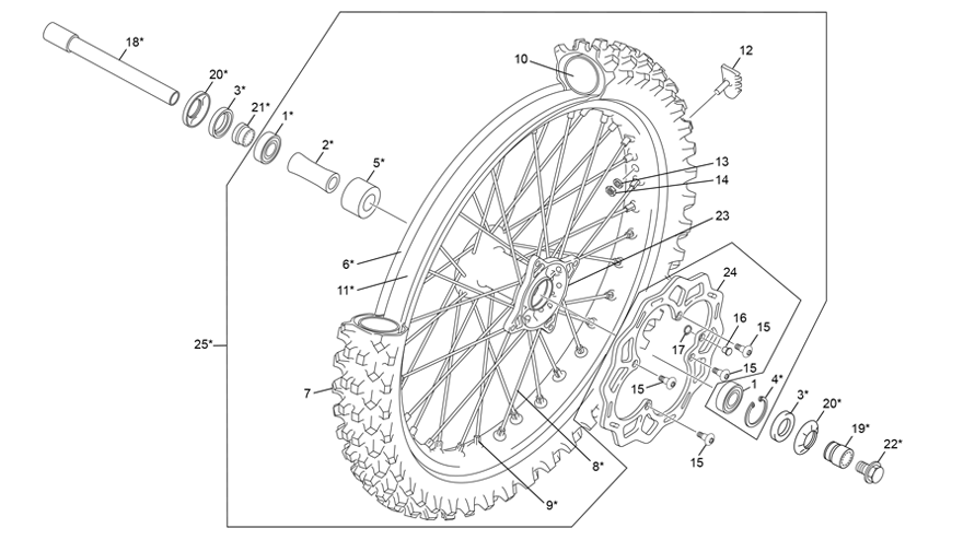 vue éclatée roue avant - sherco 300 se-f 2t factory 2024