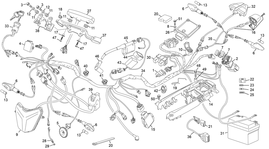 vue éclatée faisceau électrique - sherco 300 se-f 2t xtrem replica 2025