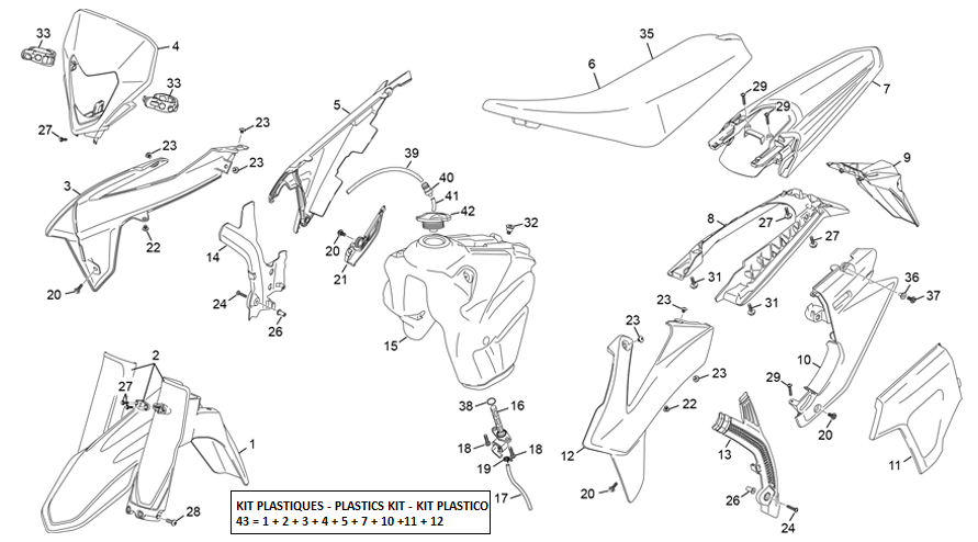 vue éclatée plastiques - sherco 300 se-r 2t racing 2025