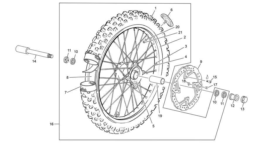 vue éclatée roue avant - sherco 300 se-r 2t racing homol 2025