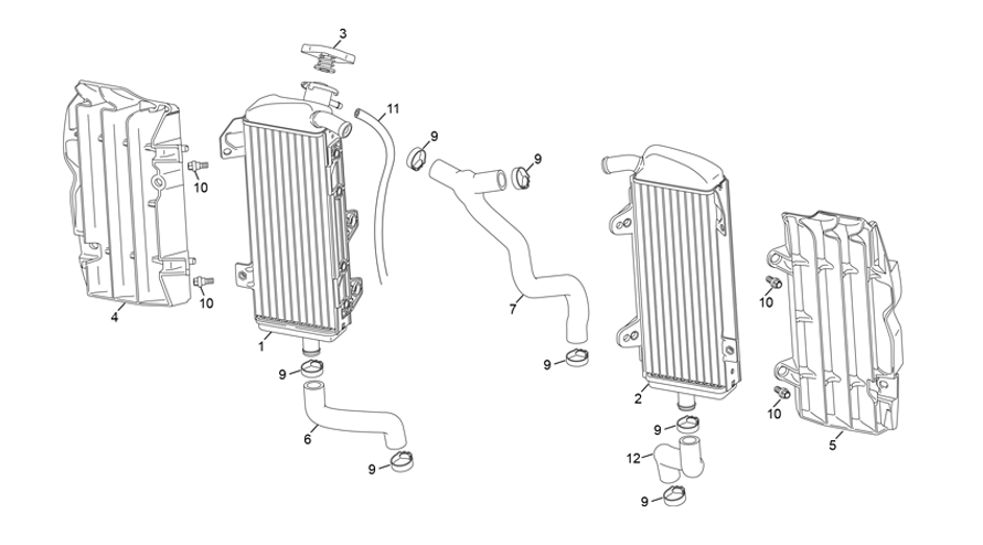 vue éclatée radiateur - sherco 300 se-r 2t racing homol 2026