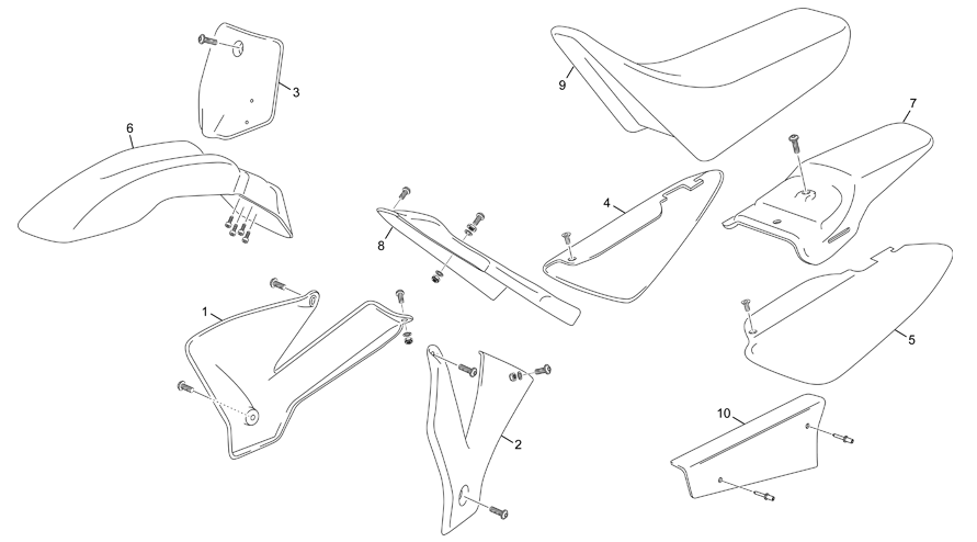 vue éclatée plastiques - sherco moto sherco enduro e-kid 2014