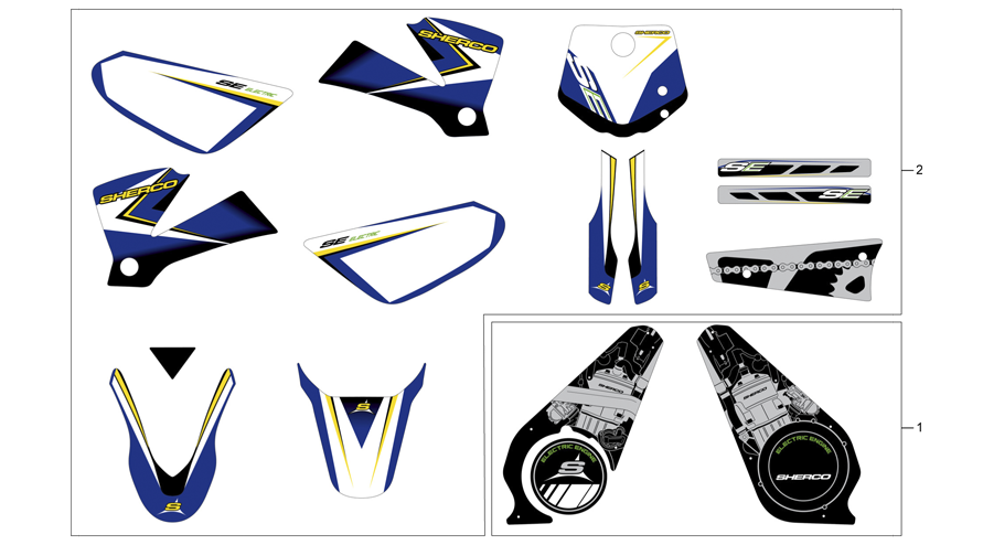 vue éclatée adhésifs - sherco moto sherco enduro e-kid 2014