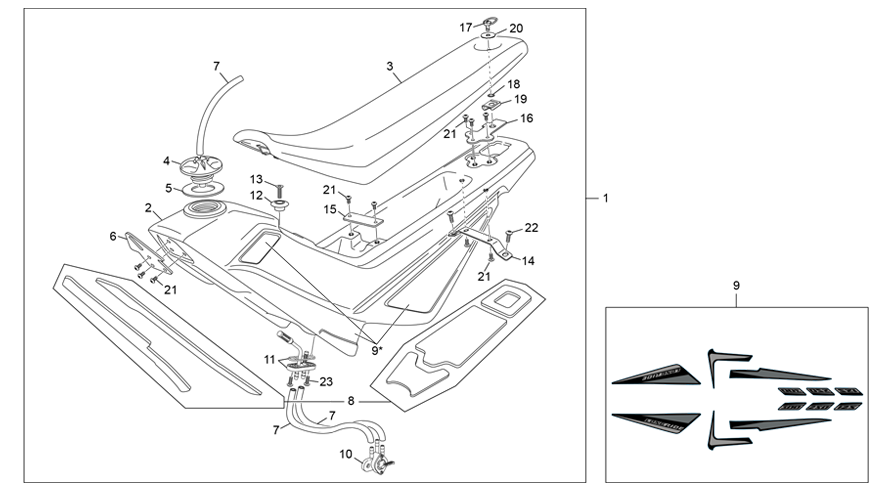 vue éclatée kit reservoir - sherco sherco 125 ty racing 2021