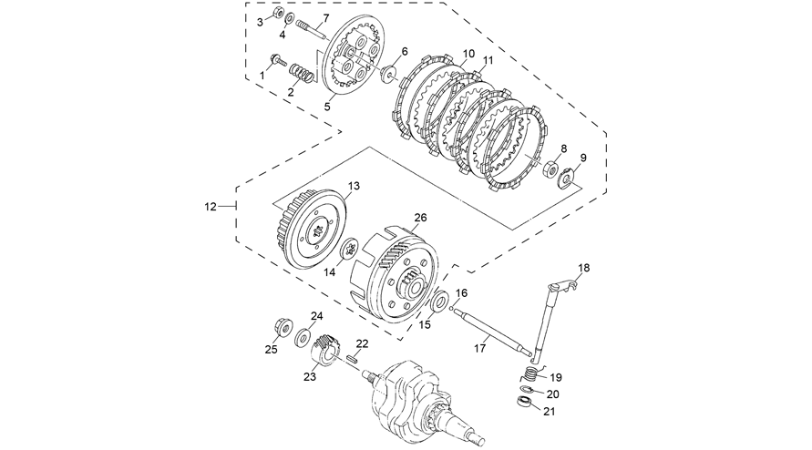 vue éclatée embrayage - sherco 125 st-ty 2023