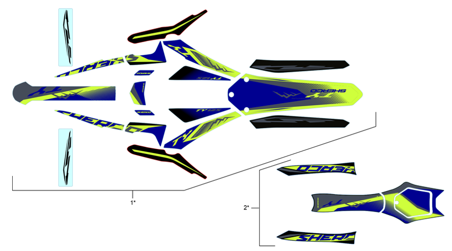 vue éclatée adhésifs - sherco 125 st-ty selle homol limited edition 2025