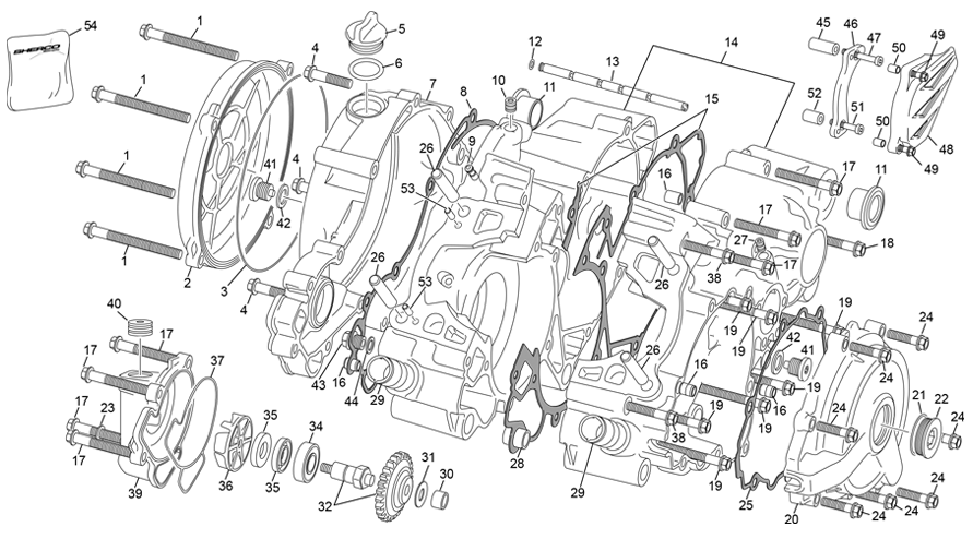 vue éclatée groupe carters - sherco 125 se-r 2t factory 2020