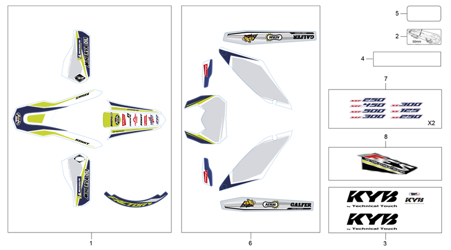 vue éclatée adhésifs - sherco 125 se-r 2t factory 2020