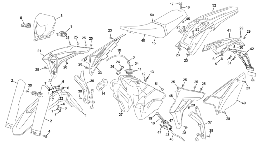 vue éclatée plastiques - sherco 125 se-r 2t racing homol 2020