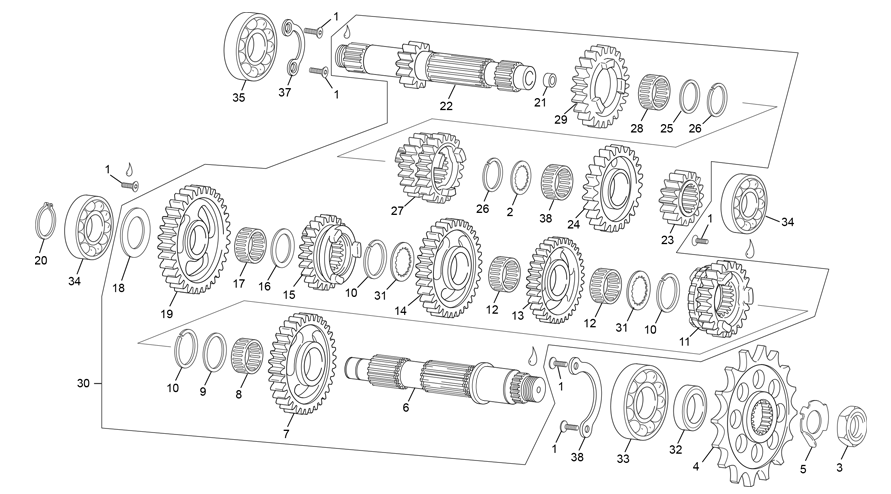 vue éclatée boite de vitesse - sherco 125 se-r 2t factory homol 2021